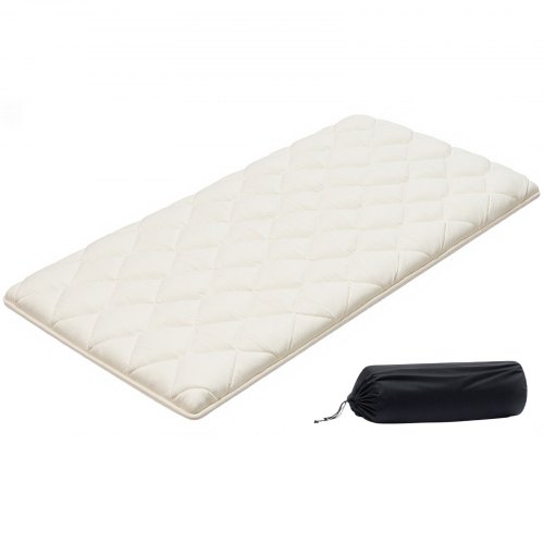 VEVOR japansk tatamimatte, sammenleggbar japansk tatamimadrass i dobbel størrelse, futonmadrass med oppbevaringspose og feste, 9-lags gulvmatte for soving, sovesal, meditasjon, yoga, 2032 x 991 x 63,5 mm, hvit