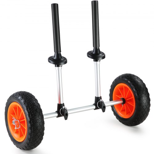 VEVOR kraftig kajakktralle, 127 kg lastekapasitet, avtakbar kanotralle med 25 cm solide dekk, justerbar bredde og skumbeskyttelse øverst, for kajakker med dreneringshull på 2,54 cm og over