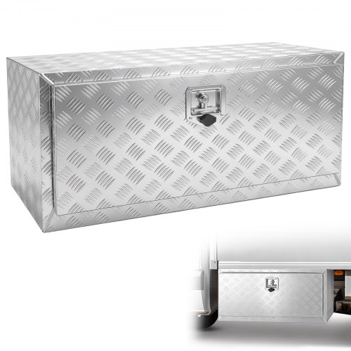 VEVOR undervognskasse, 36"×17"×18" oppbevaringsboks for pickup, kraftig verktøykasse i aluminium med diamantplater med lås og nøkler, vanntett tilhengeroppbevaringsboks med låselås for lastebil, varebil, tilhenger