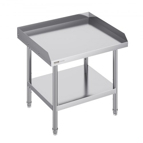 VEVOR arbeidsbord i rustfritt stål, kommersielt arbeidsbord for matlaging, 610 x 711 x 660 mm, 3-sidig sprutbeskyttelse, robust tilberedningsbord, arbeidsbord med justerbar høyde