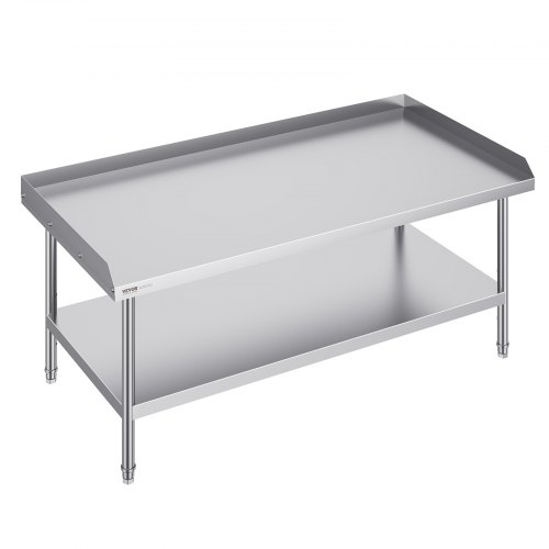 VEVOR arbeidsbord i rustfritt stål, 30 x 60 x 26 tommer kommersielt arbeidsbord for matlaging, 3-sidig bakplate kraftig arbeidsbord for matlaging, arbeidsbord i metall for restaurant, hjem, hotell