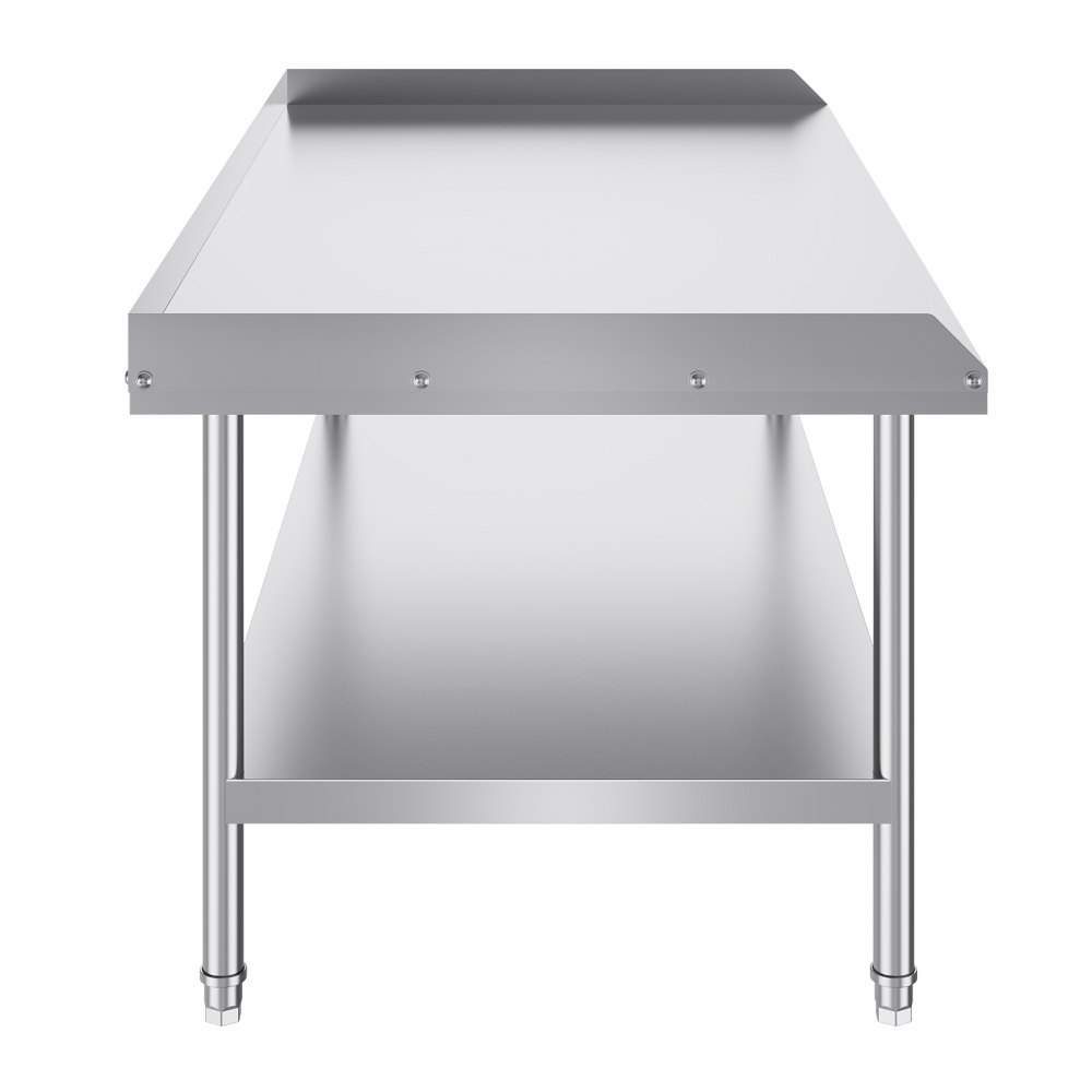 VEVOR arbeidsbord i rustfritt stål, 30 x 60 x 26 tommer kommersielt arbeidsbord for matlaging, 3-sidig bakplate kraftig arbeidsbord for matlaging, arbeidsbord i metall for restaurant, hjem, hotell