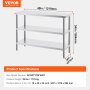 VEVOR Rustfritt stål Matlagingsbord Kommersielt kjøkken Arbeidsbord 18"x48