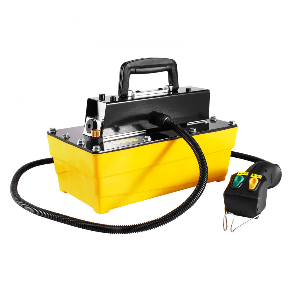 VEVOR 689 bar(10,000PSI) Air Hydraulic Pump, 2.3 L(0.61 Gal) Reservoir, NPT 9.5mm(3/8 In) Oil Outlet, NPT 6.4mm(1/4 In) Inlet, Plastic Air Hydraulic Pump with Remote Control Actuator, for Automobile Frame Machine & Hydraulic Press