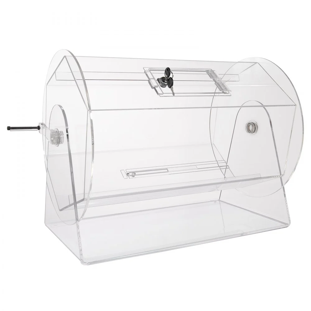 VEVOR Acrylic Raffle Drum, Holds 10000 Tickets or 300 Raffle Balls, Professional Raffle Ticket Spinning Cage with 2 Keys, Transparent Lottery Spinning Drawing, Raffle Ticket Box for Lottery Games Bing