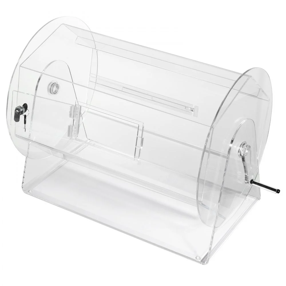 VEVOR Acrylic Raffle Drum, Holds 10000 Tickets or 300 Raffle Balls, Professional Raffle Ticket Spinning Cage with 2 Keys, Transparent Lottery Spinning Drawing, Raffle Ticket Box for Lottery Games Bing