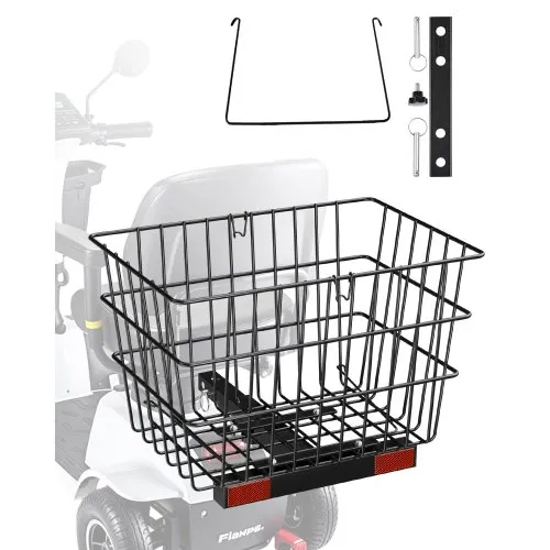 VEVOR kurv til sparkesykkel, kraftig metallkurv med håndtak, romslig lastekurv, fungerer med 2,5 cm mottaker, kompatibel med de fleste Golden-, Drive- og Pride-mobilitetssparkesykkeler