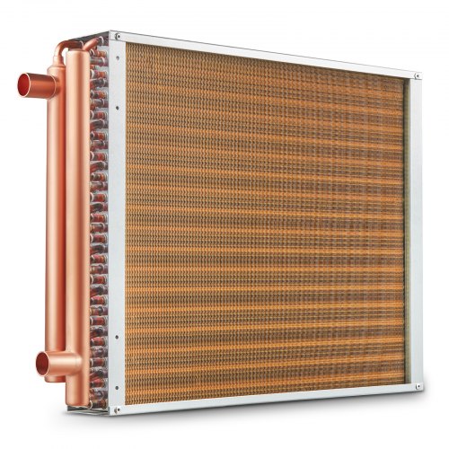 VEVOR 18" x 20" varmeveksler vann til luft 3-rads 3/8" kobberporter 242 finner