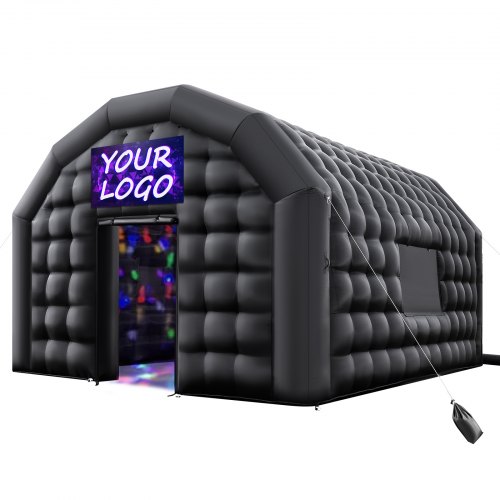 VEVOR Oppblåsbar nattklubb, 5,4 x 5 x 4,2 m oppblåsbart festtelt med 680 W vifte og sandsekk, ventilert oppblåsbar nattklubb med 2 vinduer, luftkubehus for arrangement, bursdag, bryllupsfest