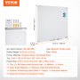 VEVOR Magnetic Glass Whiteboard, Dry Erase Board 1200 x 800 mm, Veggmontert stor hvit glassplate uten ramme, med markeringsbrett, viskelær og 2 markører, hvit
