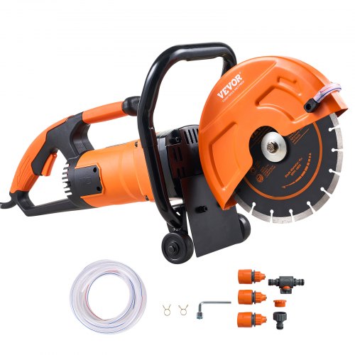 VEVOR 9"/22,9 cm elektrisk betongsag våt-/tørrsag med vannpumpe og blad
