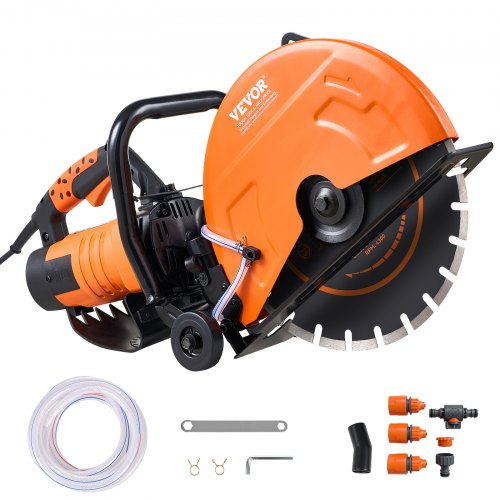 VEVOR 14"/35,6 cm elektrisk betongsag våt-/tørrsag med vannpumpe og blad