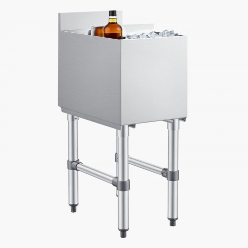 VEVOR kommersiell isboks, 28 l maks. kapasitet, 305 x 482 x 850 mm kjøleboks i rustfritt stål med skyvelokk og flaskeholdere, kjølevogn cocktailenhet for bar, restaurant, pub, NSF-sertifisert