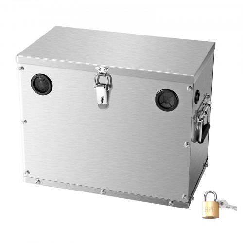 VEVOR batteriboks, gruppe 24/31 batteriboks til dorgemotor, batteriboks til marin med lås, håndtak og gummimalje for kabelhull, skall i rustfritt stål, egnet for biler, båter og dorgemotorer