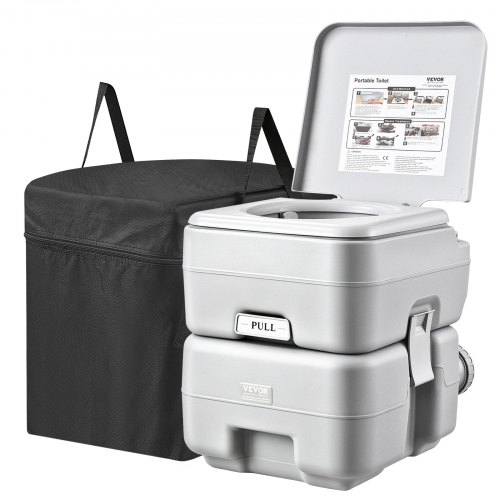 VEVOR bærbart toalett for camping, bærbar potte med bæreveske, 5,3 gallon avfallstank og 3,2 gallon spyletank, toalettstol med trykknappspyling, lekkasjesikkert og luktfritt reisetoalett for campingvogner