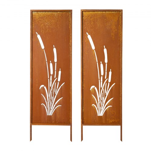 VEVOR metallskjerm, 50 x 160 cm frittstående moderne gjerde, hageskillepanel med forlengede jordspyd og karbonstålplate, frittstående utendørs skillevegg for hage, innendørs