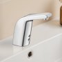 VEVOR Touchless Bathroom Sink Faucet, Automatic Motion Sensor Restroom Toilet Faucet Cold Water with Single Hole, Battery Operated for 9.5 mm Pipe Commercial Lavatory,Chrome Plated Silver