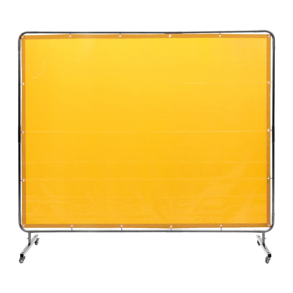 VEVOR sveiseskjerm med ramme, 6' x 8' sveisegardinskjerm, flammehemmende vinylsveiseskjerm på 4 svingbare hjul (2 låsbare), bevegelig og profesjonell for verksted/industri, gul