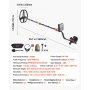 VEVOR metalldetektor for voksne, 254 mm, profesjonell gulldetektor med høy nøyaktighet, IP68 vanntett søkespole med display, hodetelefoner, 5 moduser, justerbar lengde, for gulldeteksjon og skattejakt