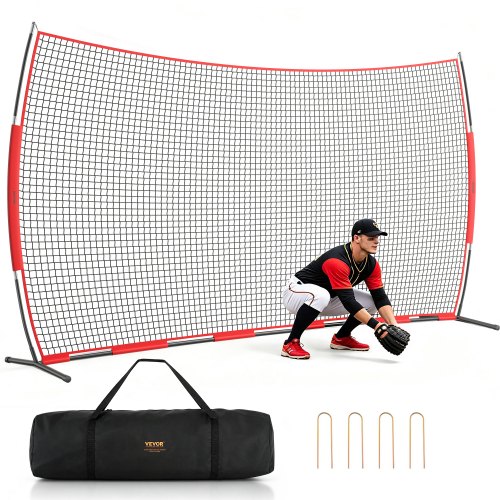 VEVOR Barrikadenett, 20x10 fot ballsportsbarrierenett, bærbart treningsutstyr med bæreveske, beskyttelsesskjerm for baseball, softball, lacrosse, fotball, hockeytrening, for bakgården