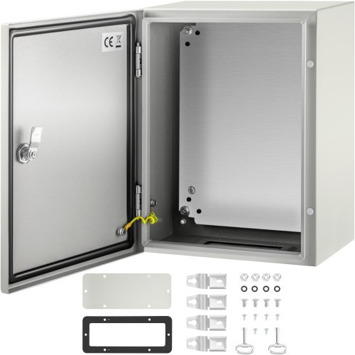 VEVOR NEMA stålskap, 40x30x20 cm NEMA 4X stål koblingsboks, IP66 vanntett og støvtett, utendørs/innendørs elektrisk koblingsboks, med monteringsplate