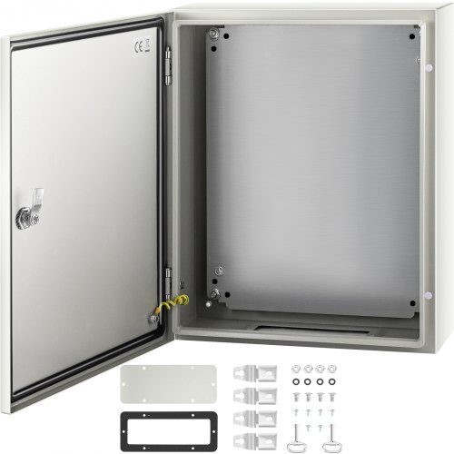 VEVOR NEMA stålskap, 50x40x15 cm NEMA 4X stål koblingsboks, IP66 vanntett og støvtett, utendørs/innendørs elektrisk koblingsboks, med monteringsplate