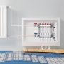 VEVOR 5-grenet varmestrålemanifold, 1/2" PEX-rørmanifold, PEX-manifold i rustfritt stål for vannbasert gulvvarme, PEX-varmestrålemanifoldsett med 1/2" adaptere inkludert