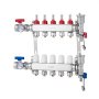 VEVOR 5-grenet varmestrålemanifold, 1/2" PEX-rørmanifold, PEX-manifold i rustfritt stål for vannbasert gulvvarme, PEX-varmestrålemanifoldsett med 1/2" adaptere inkludert