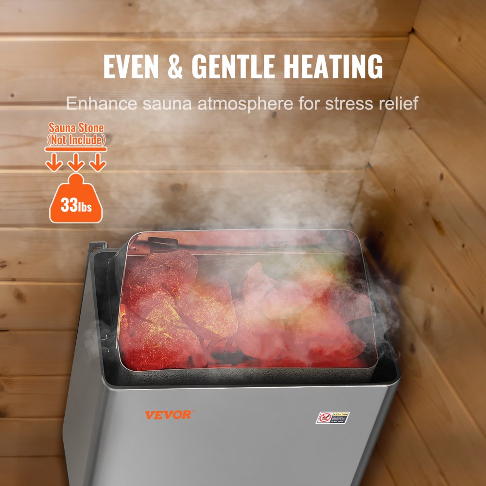VEVOR badstuovn, 8 kW elektrisk badstuovn, 400 V 3 N bærbar innendørs/utendørs badstuovn med 3 timer, innebygde kontroller for 8–12 m³ hjem, kommersielt hotellspa-dusj, slitesterkt rustfritt stål 430