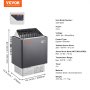 VEVOR Saunaovn, 8KW elektrisk saunaovn, 400V 3N bærbar innendørs/utendørs saunaovn med 3-timer, digital kontroller for 8-12 m³ hjemme, kommersiell hotellspa-dusjbruk, maks 110℃