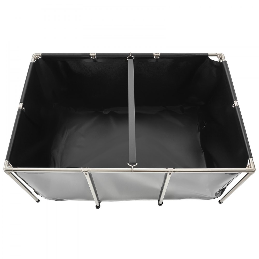 VEVOR Lerret Fiskedam, 270 Gallon Overjordisk Fiskedam, PVC Koi Tank med Gjennomsiktig Panel, Rektangulært Gullfisktank med Rustfritt Stålramme og Tappeventil, for Koi-avl, Vanning (Svart)