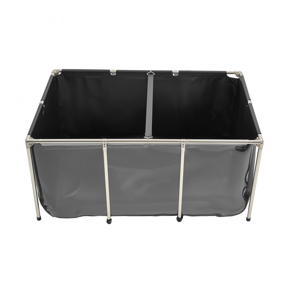 VEVOR Lerret Fiskedam, 270 Gallon Overjordisk Fiskedam, PVC Koi Tank med Gjennomsiktig Panel, Rektangulært Gullfisktank med Rustfritt Stålramme og Tappeventil, for Koi-avl, Vanning (Svart)