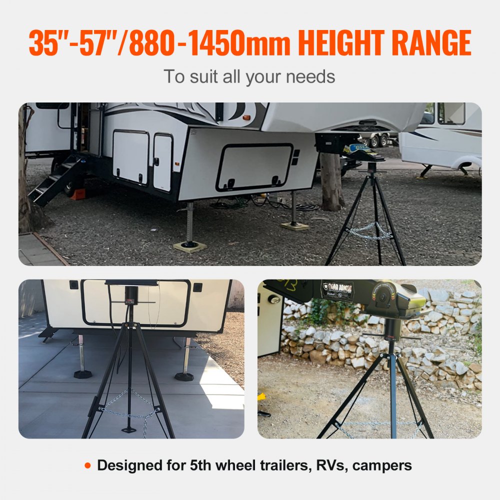 VEVOR stativ for femtehjulsstabilisator, 5000 lbs lastekapasitet stativ for femtehjulsstabilisator, 35"-57" justerbar høyde for svanehalsstabilisator til campingvogner, stativjekk for femtehjulstilhengere, campingvogner og campingvogner