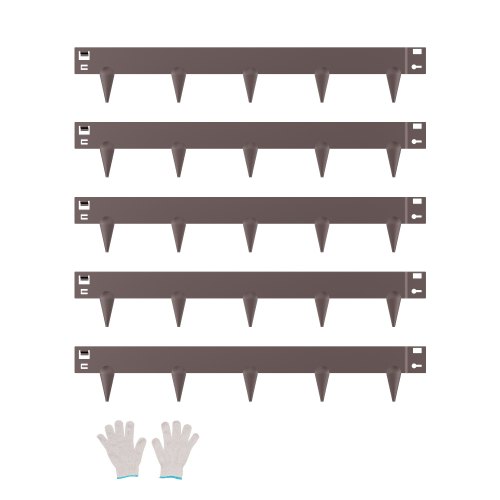 VEVOR stålkantlist, 5-pakninger 91 x 7,5 cm rustbestandig metallkantlist, bøyelig hagekantlist, kraftig plenkantlist, enkel å installere, gangstideler for blomsterbed, brun