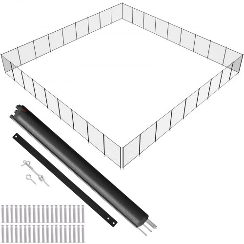 VEVOR bassenggjerde, 4 x 108 FT bassenggjerder for inground bassenger, avtakbart barnesikring bassenggjerde, enkel DIY installasjon svømmebassenggjerde, 340 g Teslin PVC bassenggjerdenett beskytter barn og kjæledyr