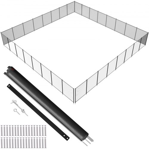 VEVOR bassenggjerde, 4 x 96 fot bassenggjerde for nedgravde bassenger, avtakbart barnesikkert bassenggjerde, enkel DIY-installasjon svømmebassenggjerde, 340 g Teslin PVC bassenggjerdenett beskytter barn og kjæledyr