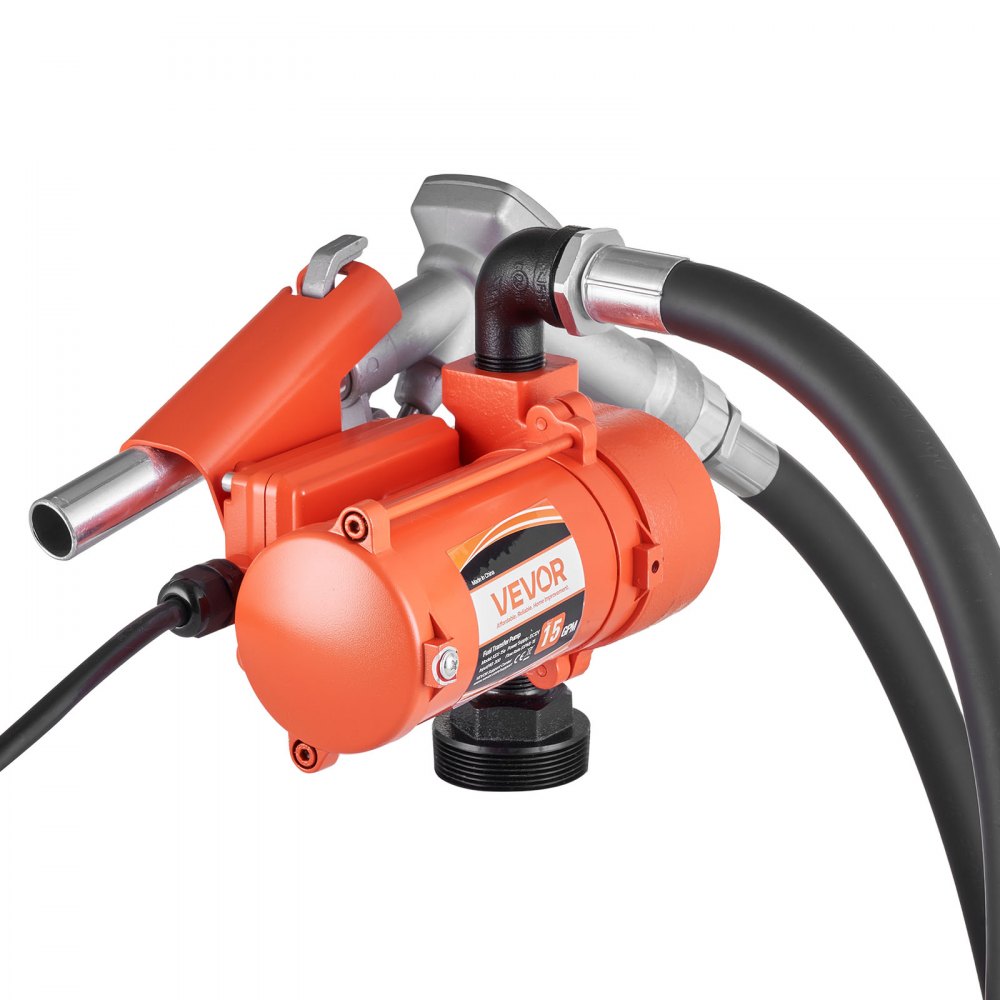 VEVOR drivstoffoverføringspumpe, 12V DC 57 L/min, støpejerns dieseloverføringspumpesett, med manuell dyse, utløpsslange, overopphetingsbeskyttelse, strømkabel, eksplosjonssikker, for bensin, diesel, parafin