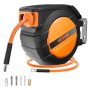 VEVOR Retractable Air Hose Reel, 3/8IN x 50FT Hybrid Air Hose Max 300PSI, Air Compressor Hose Reel Auto-Rewind with 5FT Lead in, Ceiling/Wall Mount Enclosed PP Reel & Built-in 180° Swivel Bracket