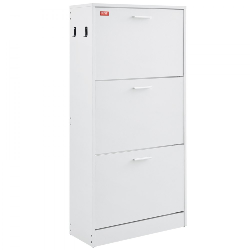 VEVOR Shoe Cabinet with 3 Flip Drawers, Shoe Storage Cabinet for Entryway, Free Standing Shoe Storage Organizer with Side Hooks for Heels, Boots, Slippers in Hallway, Living Room