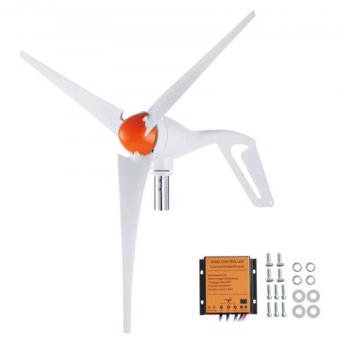VEVOR 500W vindturbingenerator, 12V vindturbinsett, 3-blads vindkraftgenerator med MPPT-kontroller, justerbar vindretning og 2,5 m/s startvindhastighet, egnet for hjem, gård, bobiler, båter