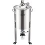 VEVOR Stainless Steel Conical Fermenter, 16 Gal/60L Home Brewing Fermenation Tank, Brew Bucket Fermentor with Conical Bottom, 3 Caster Wheels, Lid, Handle & Thermometer, for Wine, Beer Fermentation