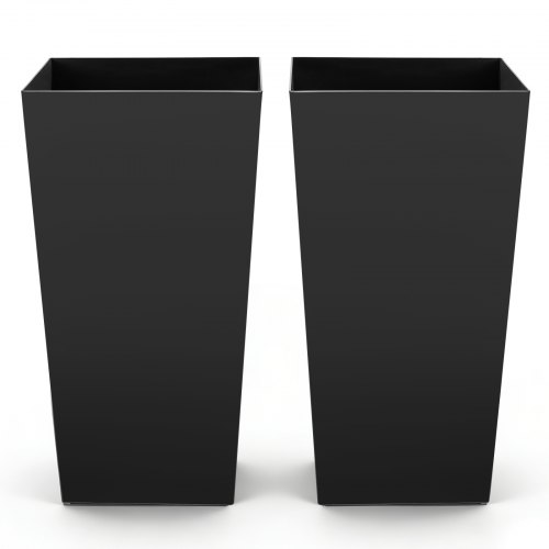 VEVOR høye plantekasser sett med 2, 750 mm store utendørs koniske plantekasser for utendørs inneplanter, veranda plast moderne blomsterpotter med hjul, innerpotte og dreneringshull for terrasse, hage, svart