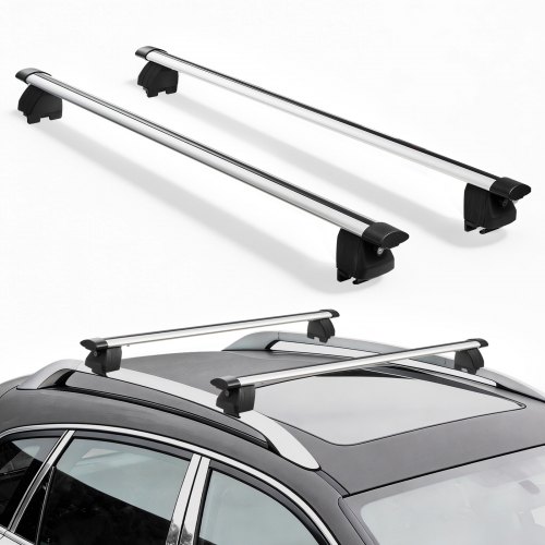 VEVOR takstativ tverrstenger, kapasitet 74 kg, universal passform for hevede og innfelte takrelinger, 18–102 cm skinneavstand, låsbar kraftig aluminiumstverrstenger takbagasje kano lastkurvstativ