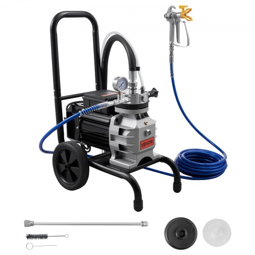 VEVOR membran luftfri malingssprøyte, 1100 W effektiv vognluftfri malingssprøyte, 2200 psi høyt trykk, med forlengelsesstang, rengjøringsnål og børste, for innvendig og utvendig sprøyting i hjemmet