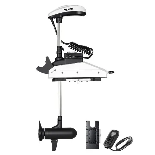 VEVOR elektrisk trollingmotor, 12V 55lbs skyvekraft med GPS, 10-trinns baugmontert saltvanns utenbordsmotor med fjernkontroll og LCD-batteriindikator, for kajakker, fiskebåter, 54-tommers aksel