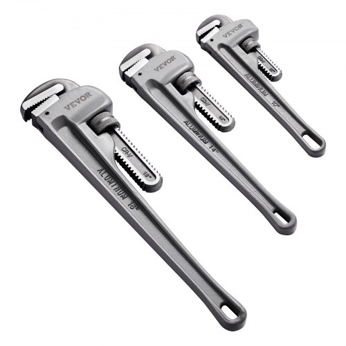 VEVOR 3-delers rørtangsett, 10" 14" 18" rett rørtang i aluminium, justerbar rørleggernøkkel, med høystyrkekjeve og ergonomisk håndtak, opphengbar design, for vannrør, bilreparasjoner