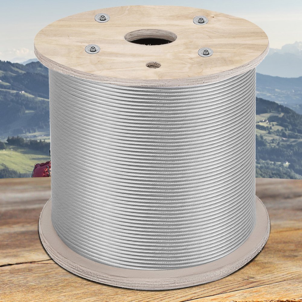 VEVOR 1/4" Stainless Steel Cable 200FT, T304 7x19 Tighter Core Cable Railing System Wire Rope Aircraft Deck Railing Kit Fence Wire