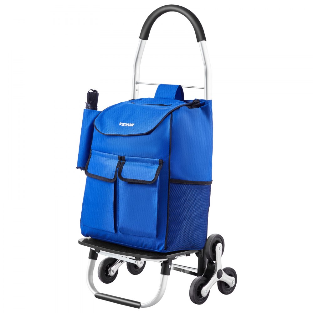 VEVOR Trappeklatrertralle, 36L sammenleggbar handlevogn, dagligvaretralle vaskeri trappeklatring håndvogn med 6 hjul og oxford tøyveske, sammenleggbar handlevogn for shopping dagligvare vaskeri klatring