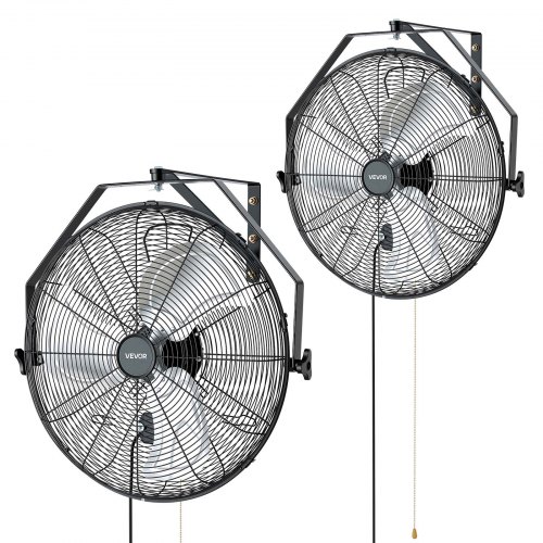 VEVOR Veggmontert vifte, 505 mm veggmontert hengende vifte, 3 hastigheter, lang luftstrømavstand, justerbar rotasjonsvinkel, mekanisk kontroll, kraftig for industri, kommersiell, garasje, verksted, treningsstudio, 2-pakning