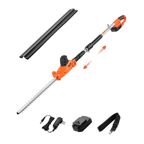 VEVOR elektrisk hekksaks, 1200 o/min, 6,2–7,8 fot uttrekkbar, stanghekksaks for høye grener, 20 V batteri, trådløs hekksaks med 20 tommers blad, 5 justerbare vinkler for hage